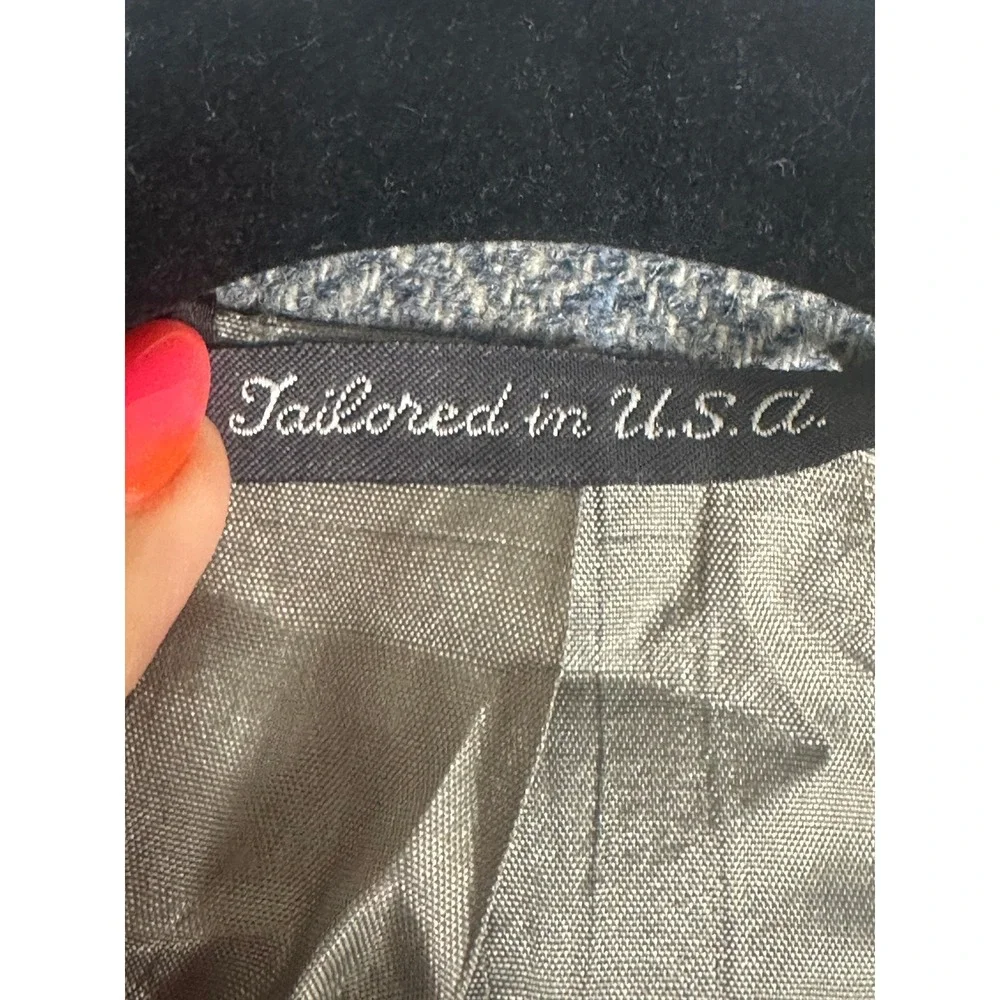 Vintage‎ Tweed Blazer Mens 44R Gray Herringbone Wool Oakton Windowpane USA
